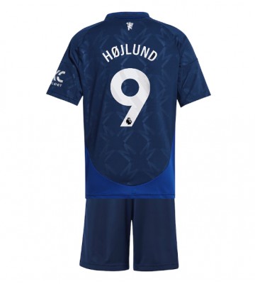 Manchester United Rasmus Hojlund #9 Segunda Equipación Niños 2024-25 Manga Corta (+ Pantalones cortos)